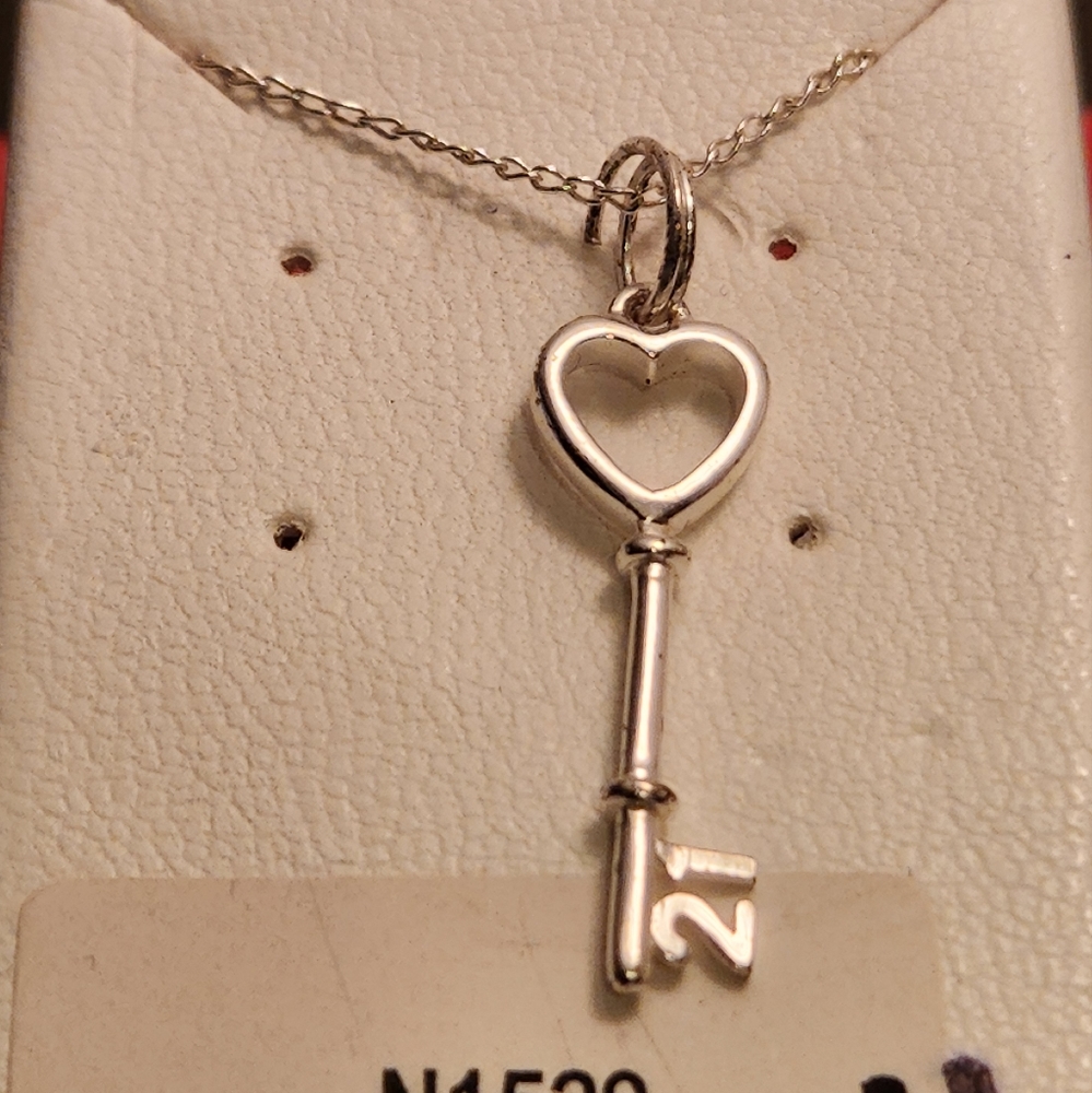 NEW STERLING SILVER 925 "KEY TO MY HEART 21" NECKLACE